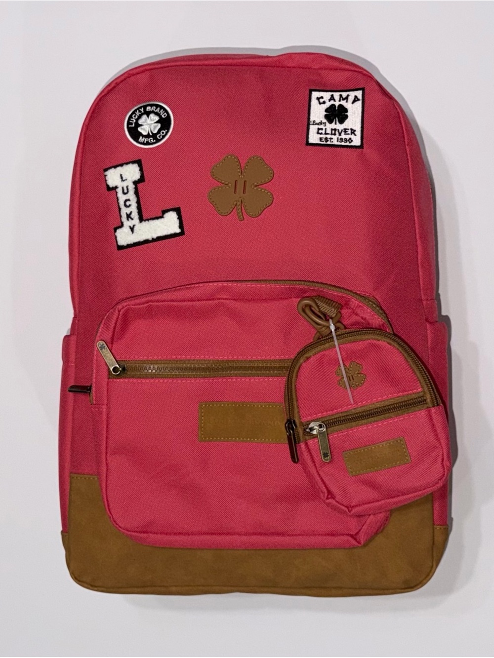 Lucky Brand Pink Camp Clover Backpack + Mini-New